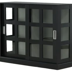 Matala vitriinikaappi liukuovilla Venture Home Lock, 120x40x95cm, musta