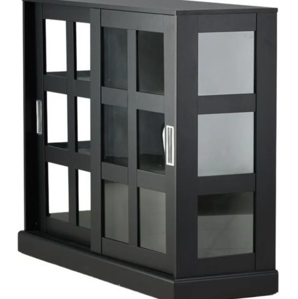 Matala vitriinikaappi liukuovilla Venture Home Lock, 120x40x95cm, musta