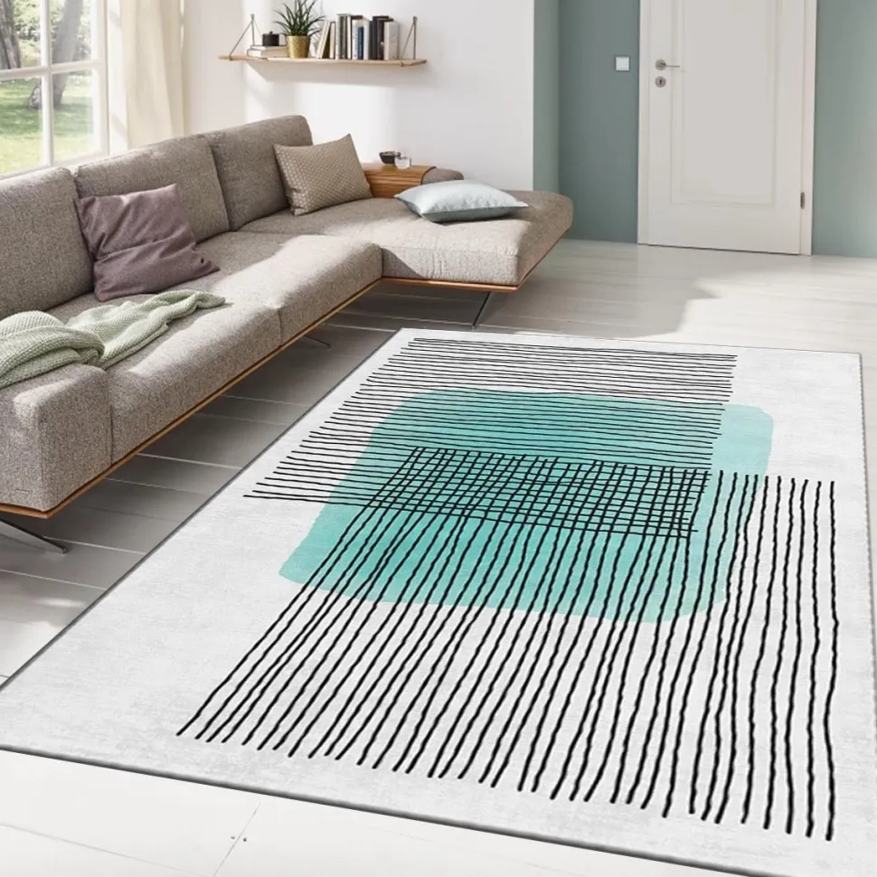 Matto Linento ALHO CARPET-40A, 100x140cm, turkoosi/beige