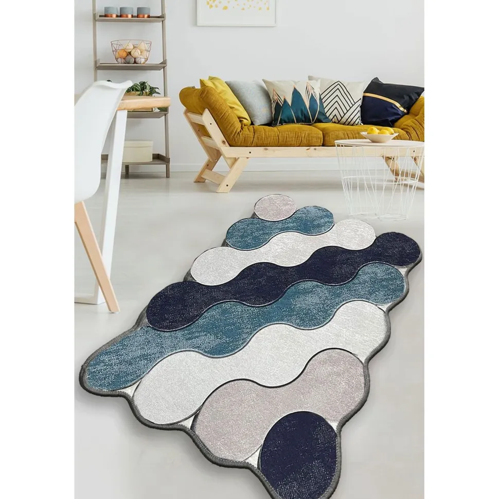 Matto Linento Circle 10 80x120cm sininen/beige