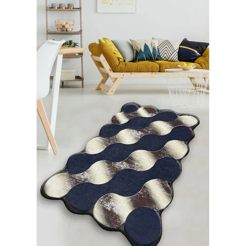 Matto Linento Circle 10 80x120cm sininen/beige