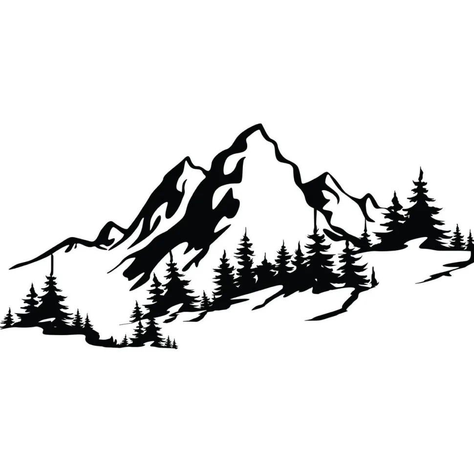 Metallinen seinäkoriste Linento Mountain 3, musta