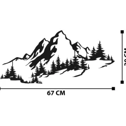 Metallinen seinäkoriste Linento Mountain 3, musta