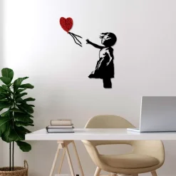 Metallinen seinäkoriste Linento Banksy 13-1, punainen/musta