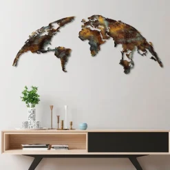 Metallinen seinäkoriste Linento World Map Medium 3, monivärinen