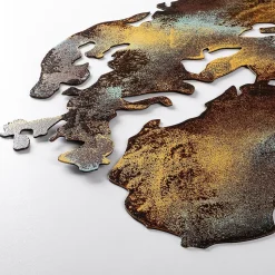 Metallinen seinäkoriste Linento World Map Medium 3, monivärinen