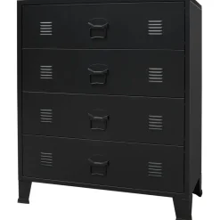 Metallinen lipasto teollinen tyyli 78x40x93 cm musta