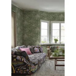 Metsätapetti Sandberg Forest Toile vihreä, mittatilaus, non-woven