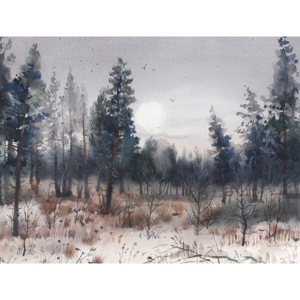Metsätapetti Rebel Walls Melodic Forest sininen, mittatilaus, non-woven