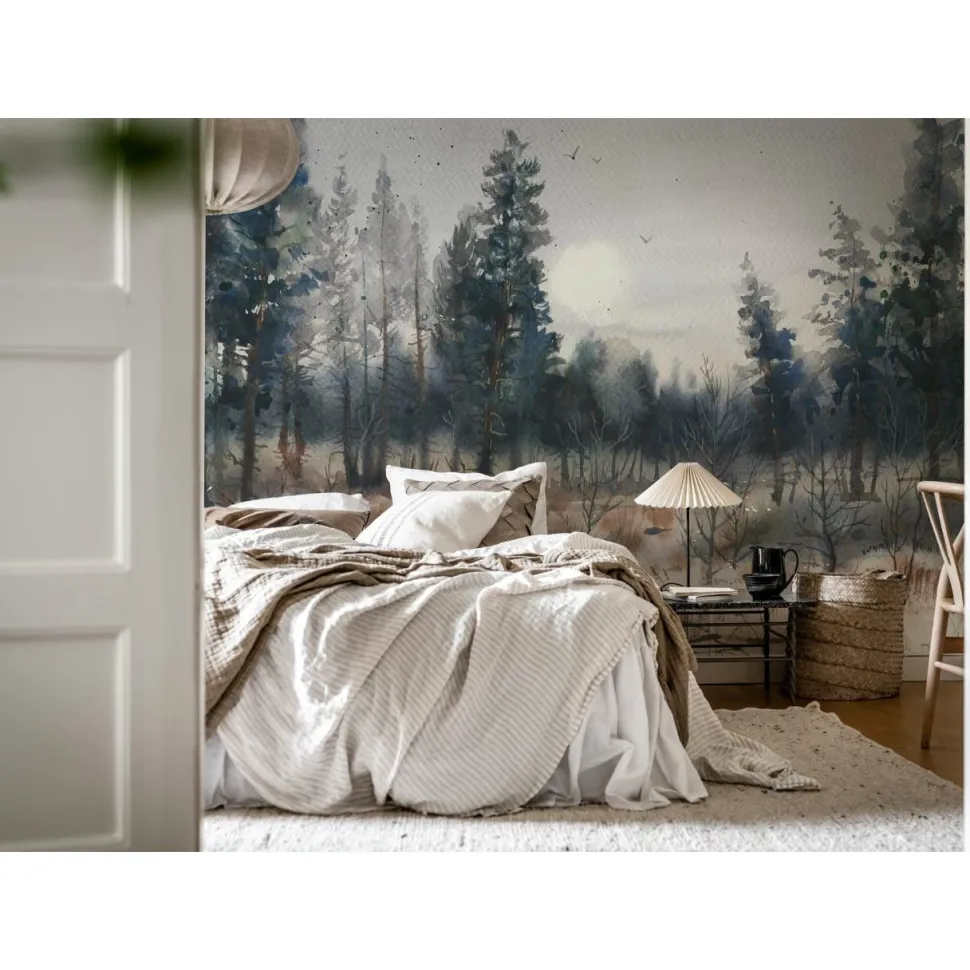 Metsätapetti Rebel Walls Melodic Forest sininen, mittatilaus, non-woven