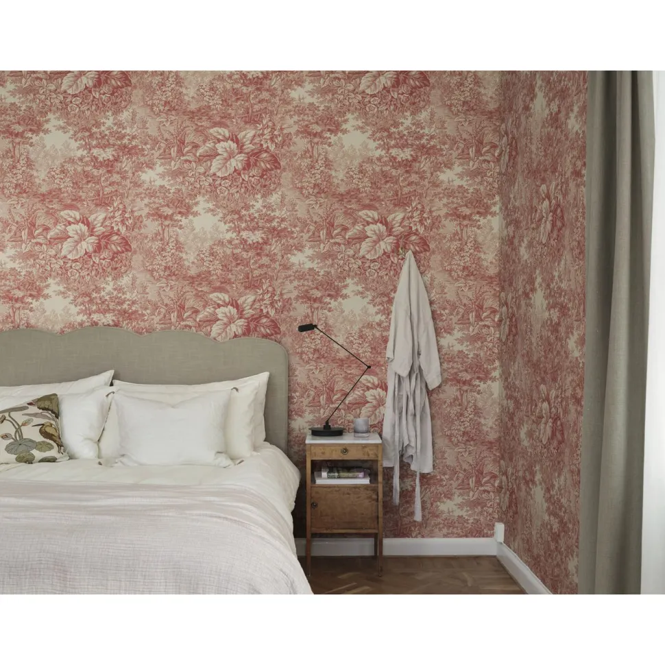 Metsätapetti Sandberg Forest Toile punainen, mittatilaus, non-woven