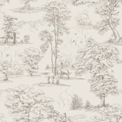 Metsätapetti Sandberg Montfort, non-woven, metsä, grafiitti