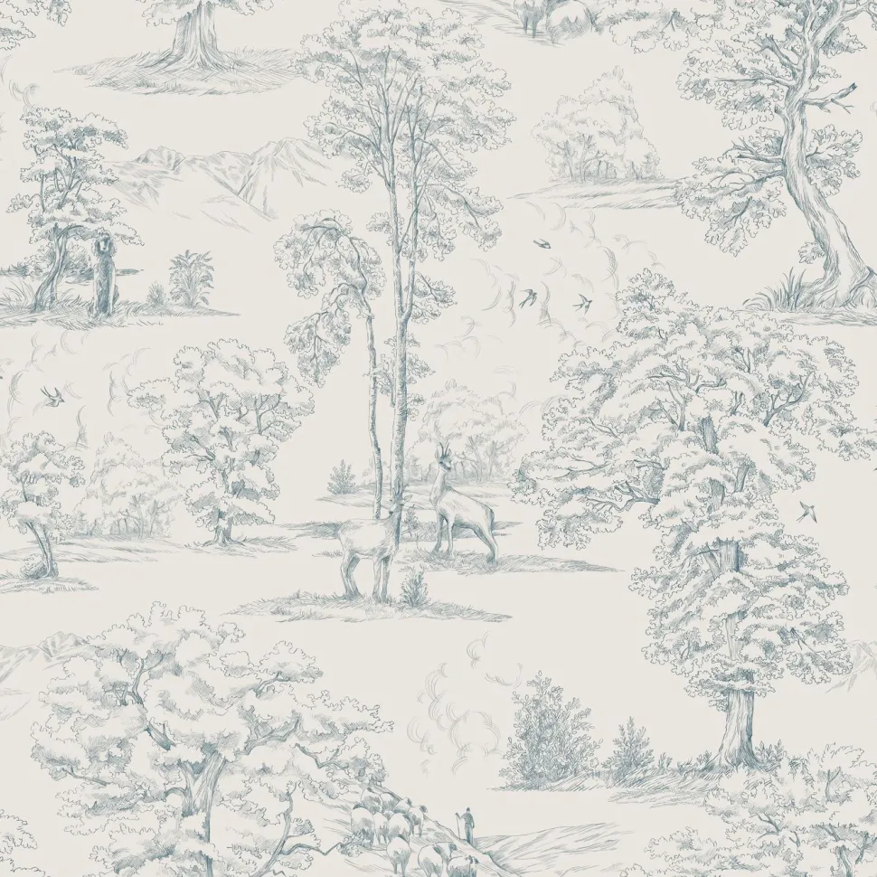 Metsätapetti Sandberg Montfort, non-woven, metsä, grafiitti