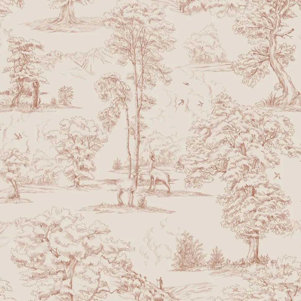 Metsätapetti Sandberg Montfort, non-woven, metsä, grafiitti