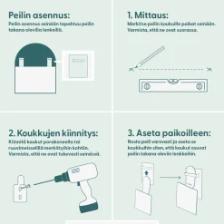 Mittatilauspeili Suomen Lasitehdas, alumiinikehyksillä