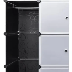 Moduulikaappi 18 lokeroa 37x146x180,5 cm musta ja valkoinen