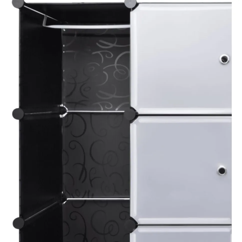 Moduulikaappi 18 lokeroa 37x146x180,5 cm musta ja valkoinen
