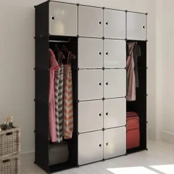 Moduulikaappi 14 lokeroa 37x146x180,5 cm musta ja valkoinen