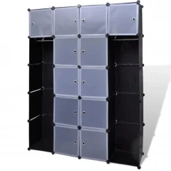 Moduulikaappi 14 lokeroa 37x146x180,5 cm musta ja valkoinen