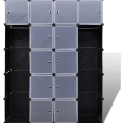 Moduulikaappi 14 lokeroa 37x146x180,5 cm musta ja valkoinen