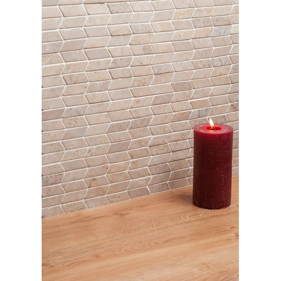 Mosaiikkilaatta Qualitystone Shevron Mini White, 25x60mm
