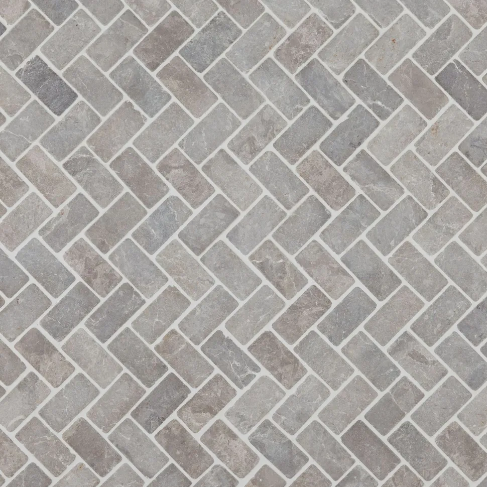 Mosaiikkilaatta Qualitystone Herringbone Light Grey, 30x60mm