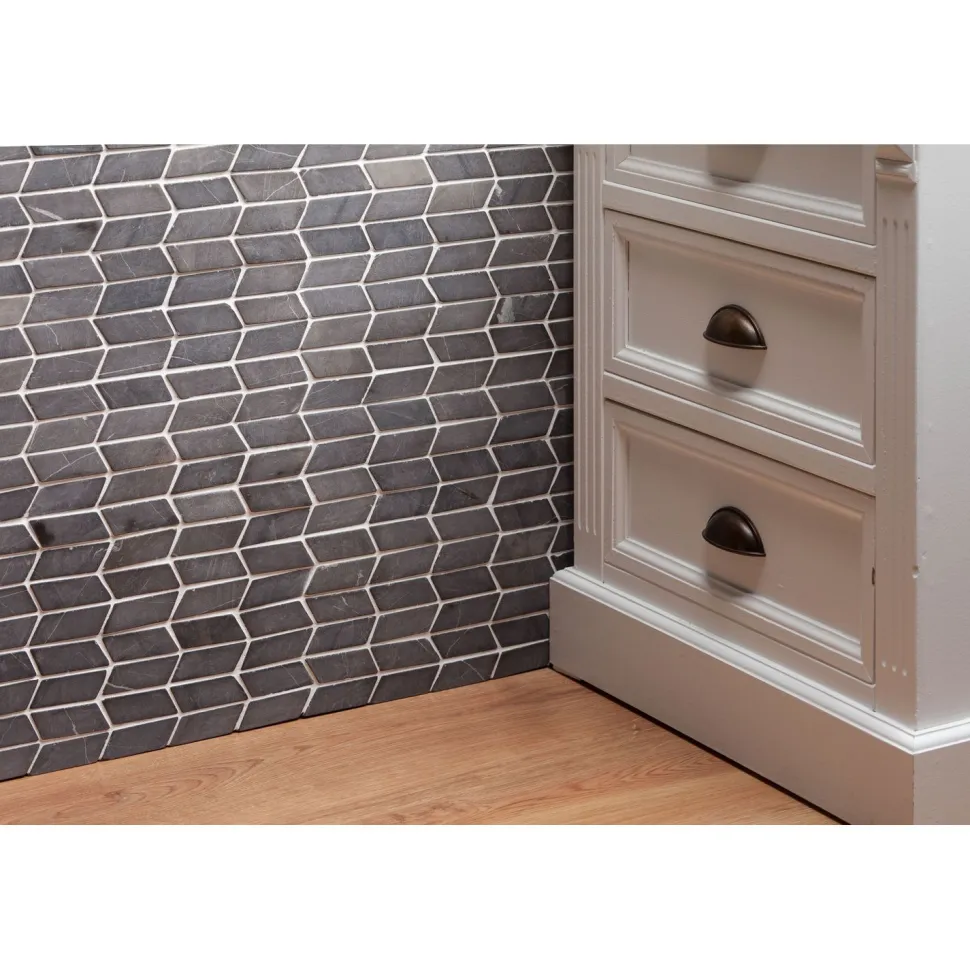 Mosaiikkilaatta Qualitystone Shevron Mini Grey, 25x60mm