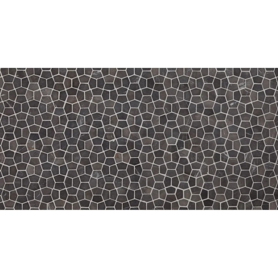 Mosaiikkilaatta Qualitystone Pentagon Mini Grey, 30x50mm