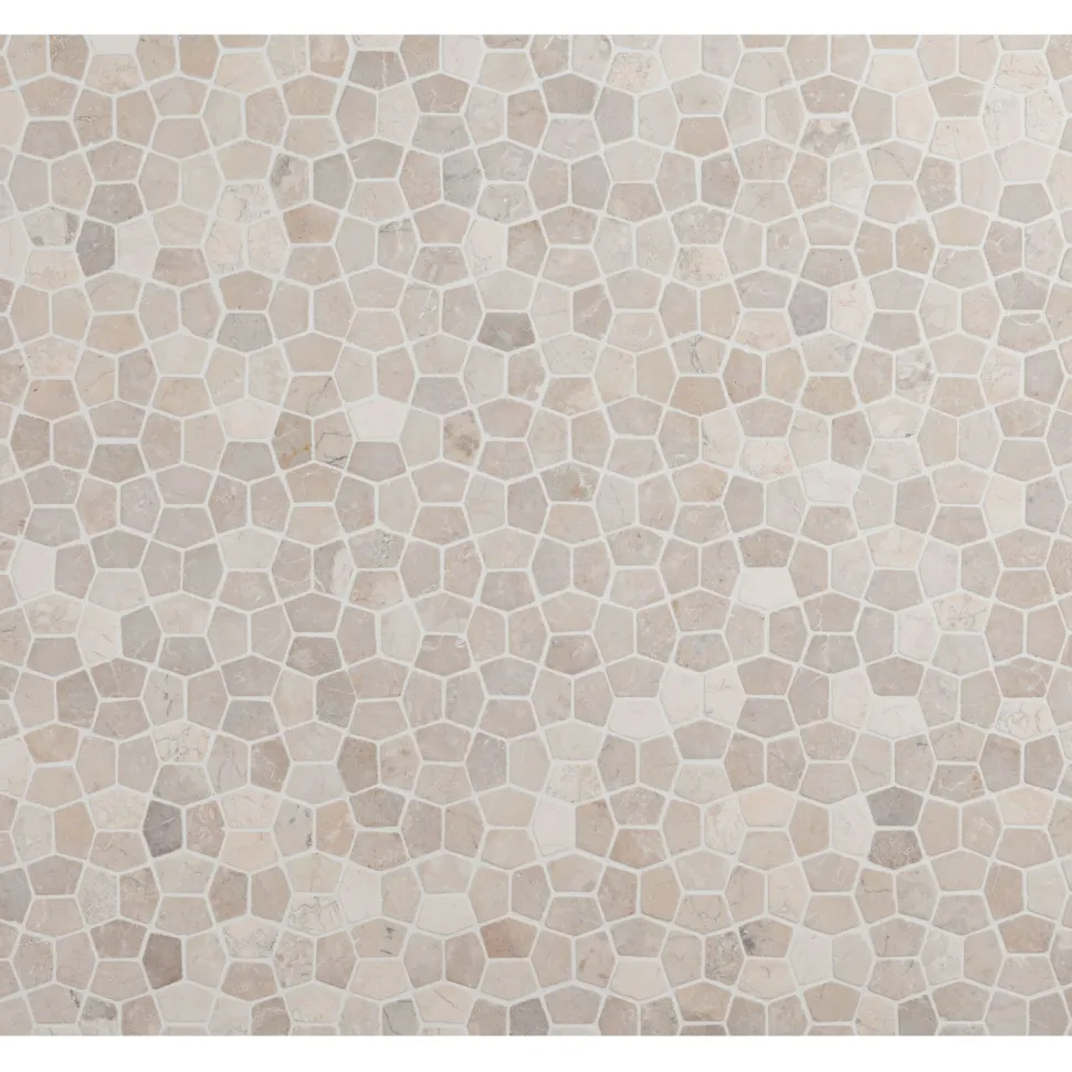 Mosaiikkilaatta Qualitystone Pentagon Mini White, 30x50mm