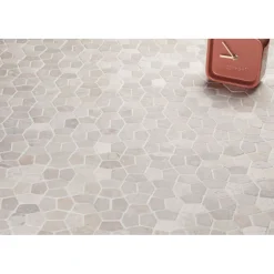 Mosaiikkilaatta Qualitystone Pentagon Mini White, 30x50mm