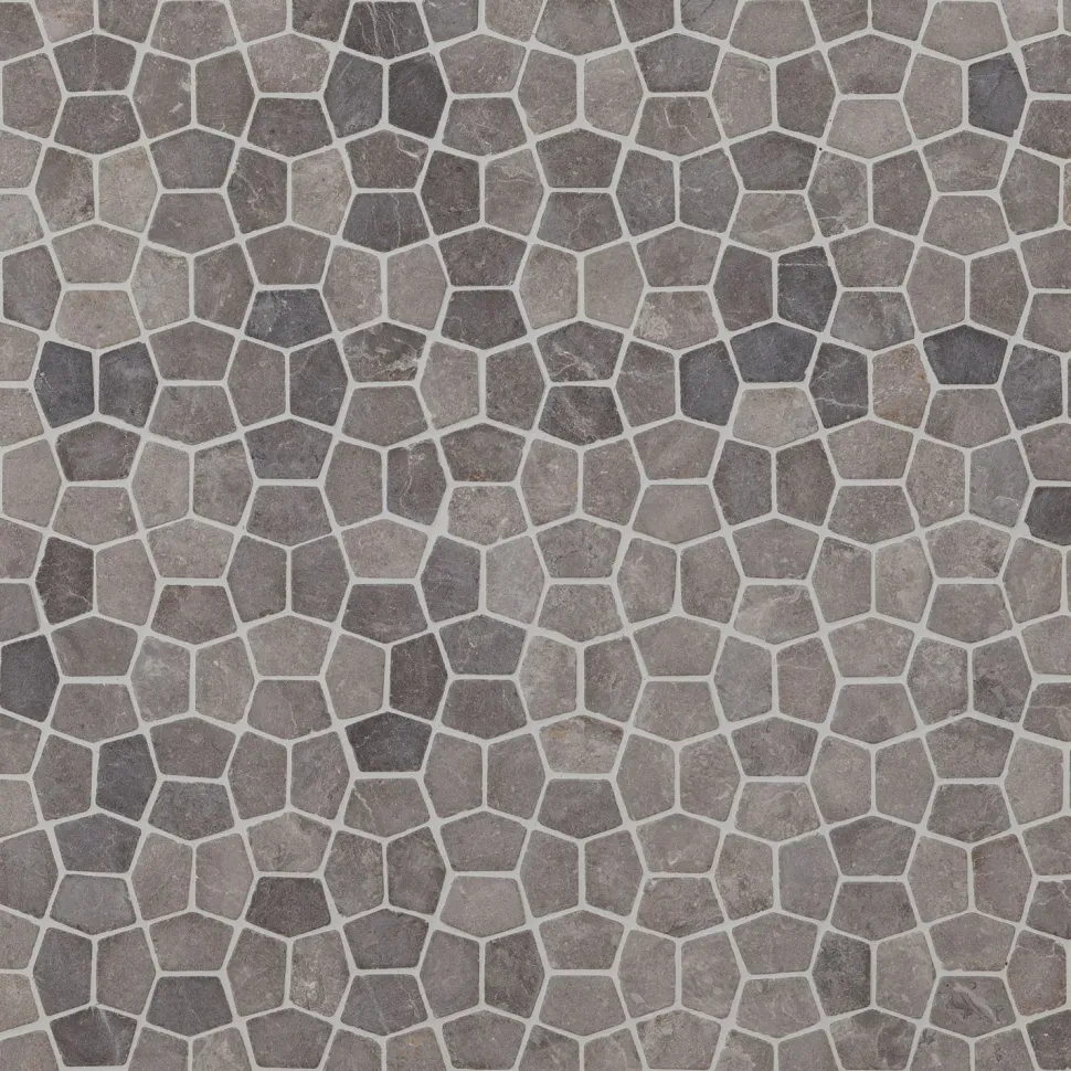 Mosaiikkilaatta Qualitystone Pentagon Mini Light Grey, 30x50mm