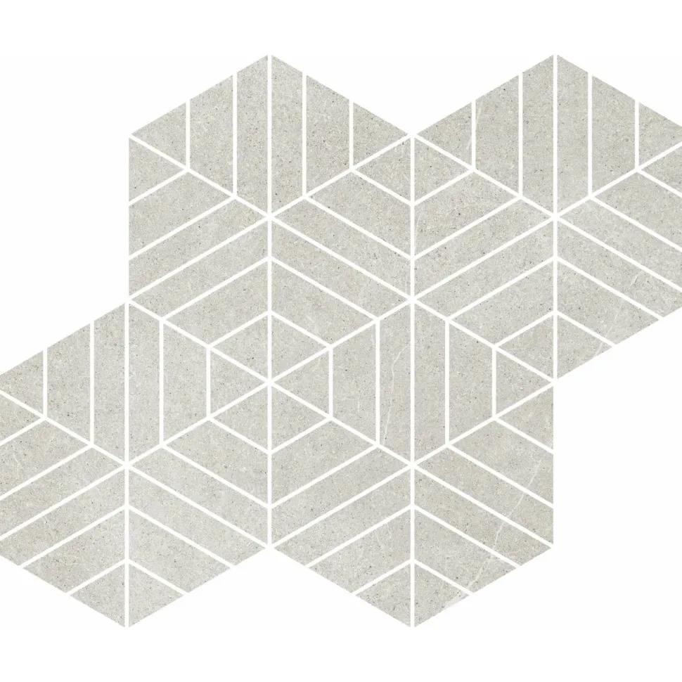 Mosaiikkilaatta Pukkila Ease Esagona T72 Light Grey matta sileä