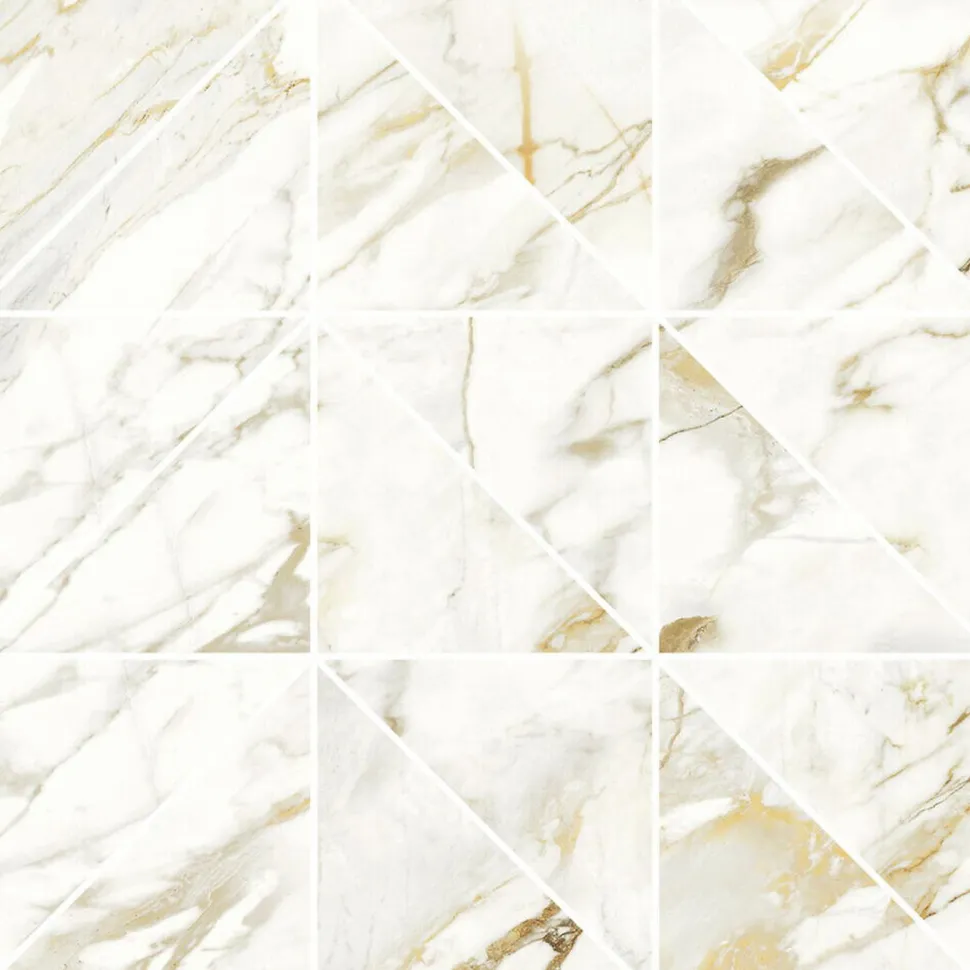 Mosaiikkilaatta Pukkila Lush Calacatta Oro, 2.3x2.3cm, kiillotettu, lasittamaton, rektifioitu