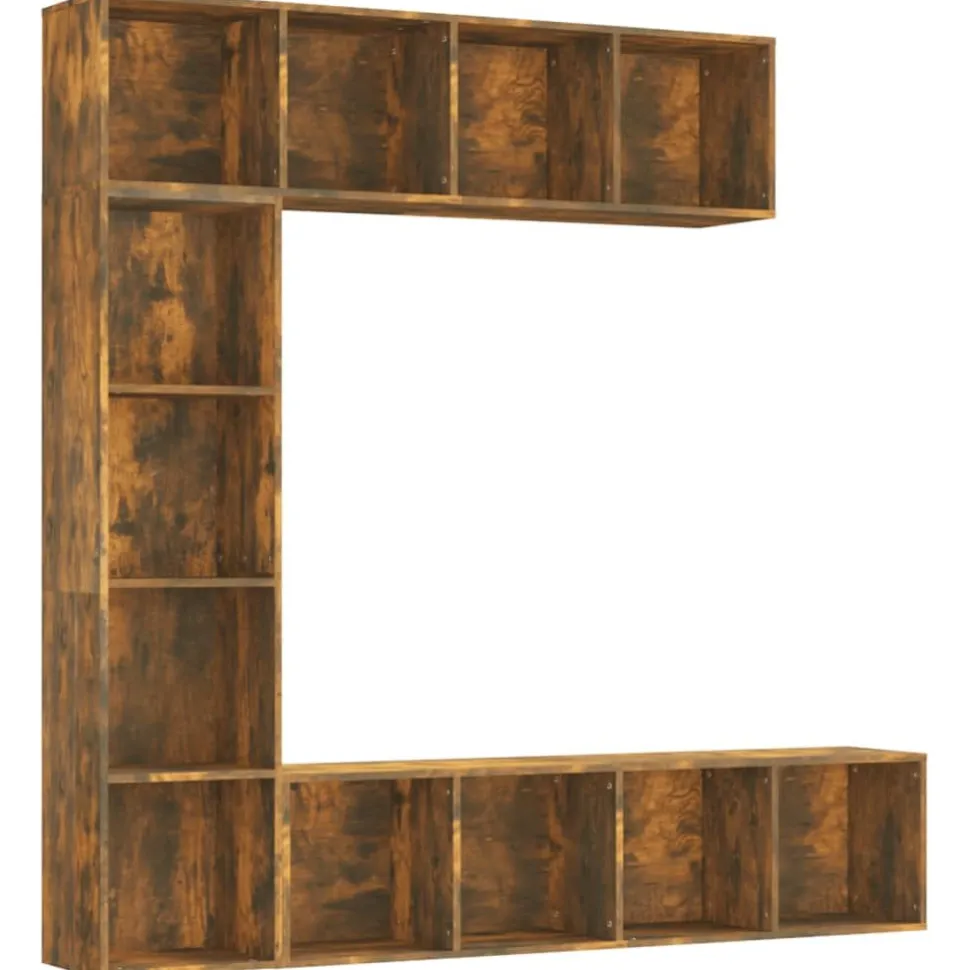 3-osainen kirjahylly/TV-kaappisarja 180x30x180 cm harmaa