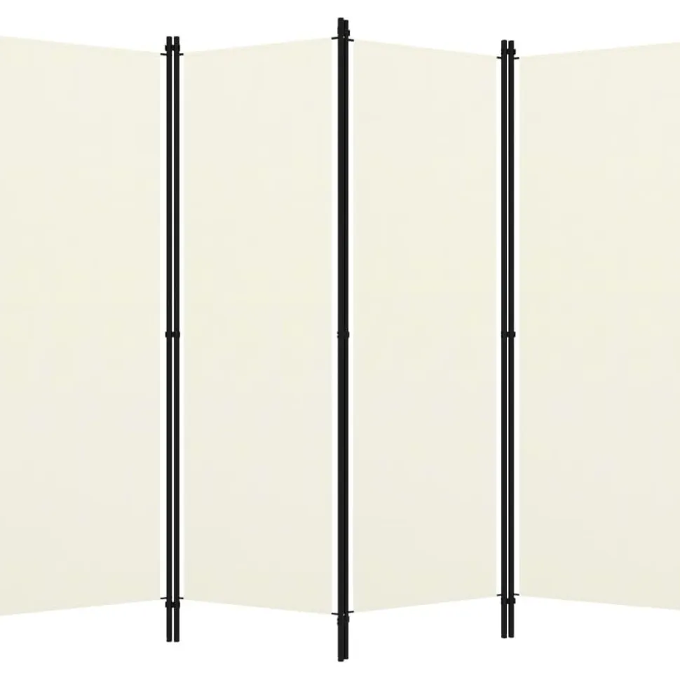 4-paneelinen tilanjakaja, kermanvalkoinen, 200x180 cm