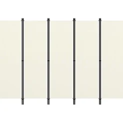 5-paneelinen tilanjakaja, kermanvalkoinen, 250x180 cm