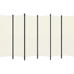 6-paneelinen tilanjakaja, kermanvalkoinen, 300x180 cm