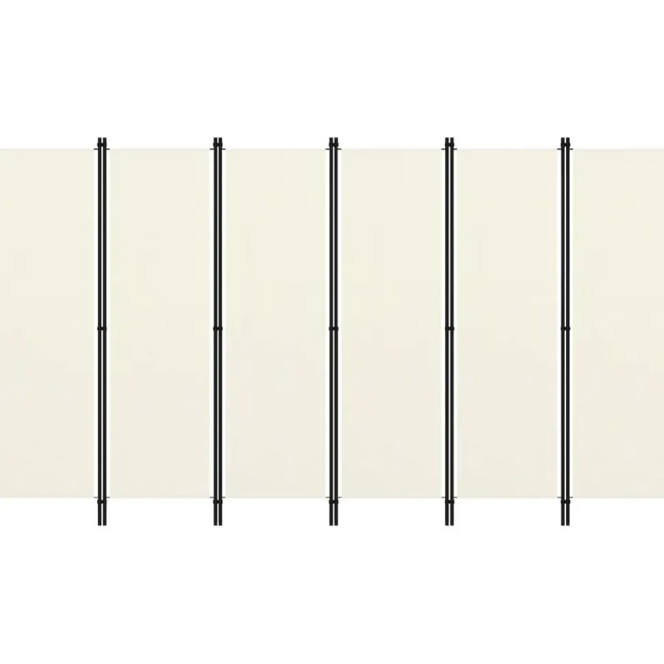 6-paneelinen tilanjakaja, kermanvalkoinen, 300x180 cm