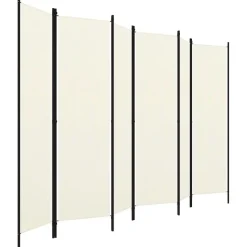 6-paneelinen tilanjakaja, kermanvalkoinen, 300x180 cm