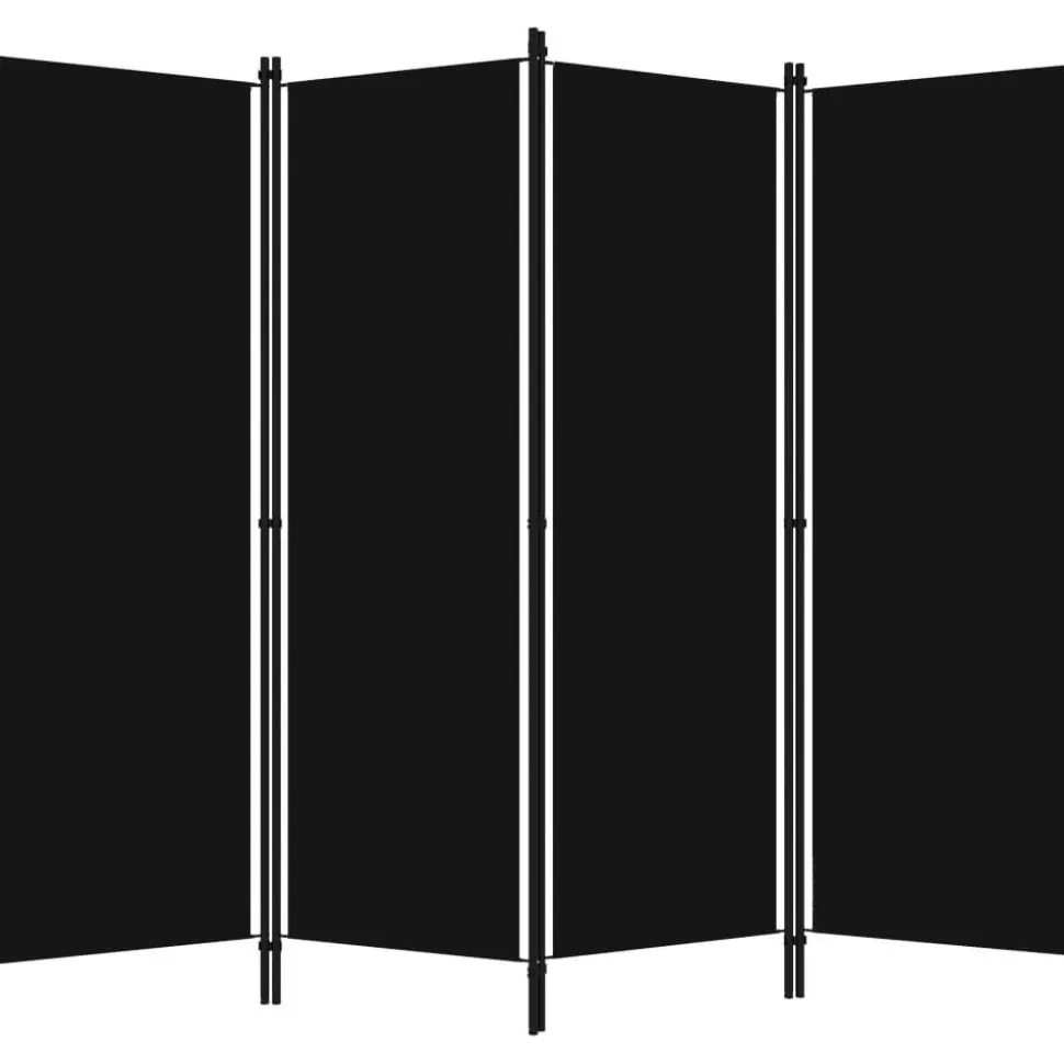 4-paneelinen tilanjakaja, musta, 200x180 cm