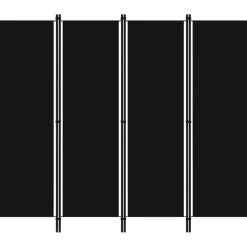 4-paneelinen tilanjakaja, musta, 200x180 cm