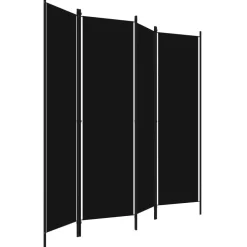4-paneelinen tilanjakaja, musta, 200x180 cm