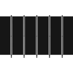 6-paneelinen tilanjakaja, musta, 300x180 cm