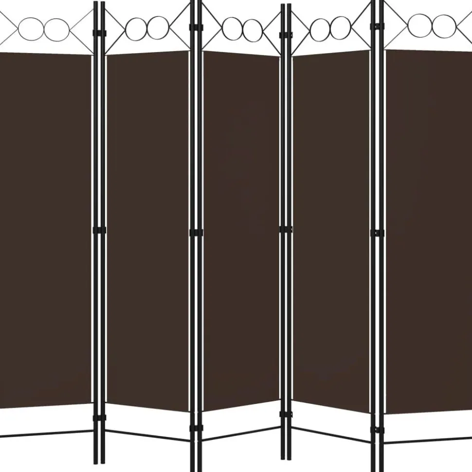 5-paneelinen tilanjakaja, ruskea, 200x180 cm