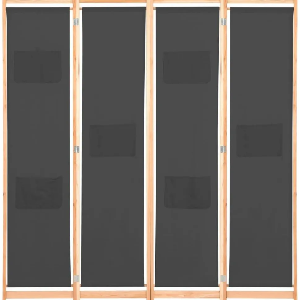 4-paneelinen tilanjakaja harmaa 160x170x4 cm kangas