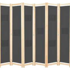 6-paneelinen tilanjakaja harmaa 240x170x4 cm kangas