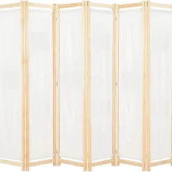 6-paneelinen tilanjakaja kerma 240x170x4 cm kangas