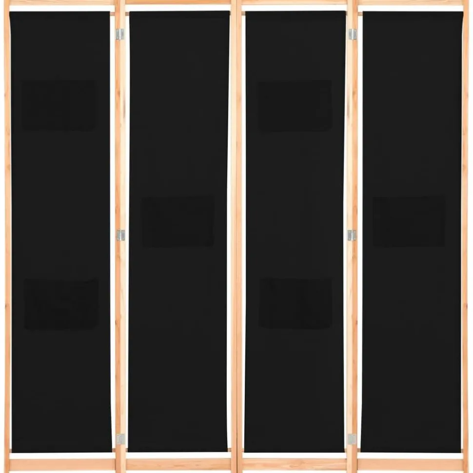 4-paneelinen tilanjakaja musta 160x170x4 cm kangas