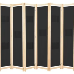 6-paneelinen tilanjakaja musta 240x170x4 cm kangas