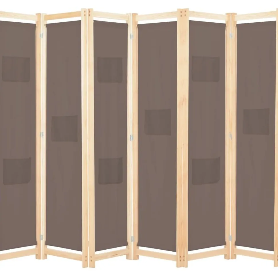6-paneelinen tilanjakaja ruskea 240x170x4 cm kangas